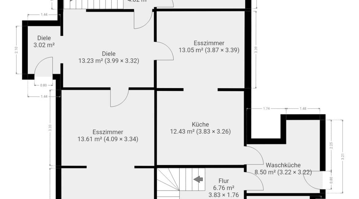 Grundriss EG Haupthaus u. Einliegerwohnung